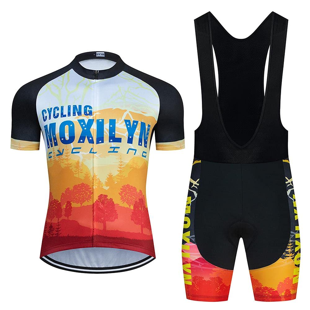 Hombres Jersey + Pantalones Cortos Mangas Cortas de Ciclismo Ropa Maillot Transpirable para Deportes al Aire Libre Ciclo Bicicleta