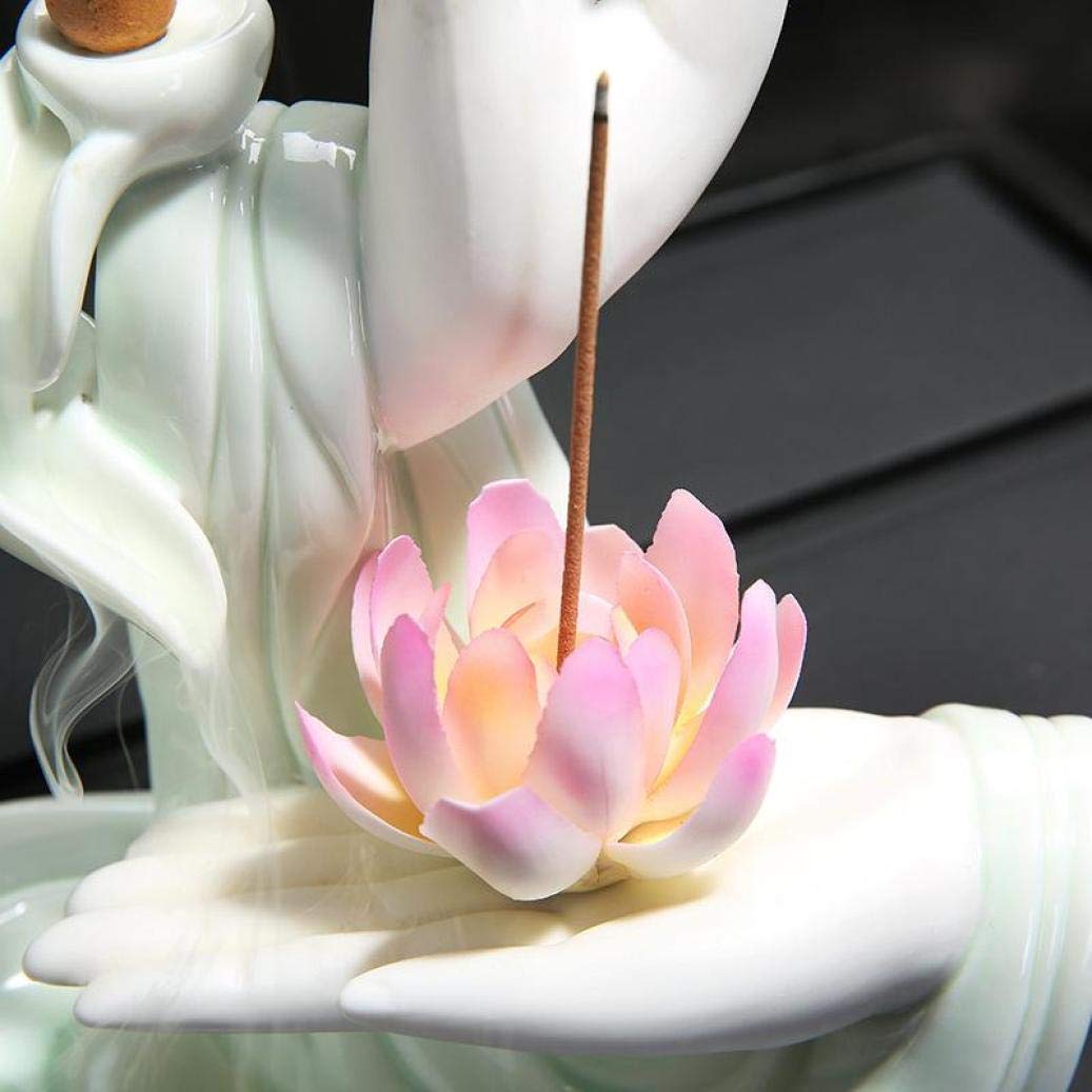 Wierookbrander lotus gelakt hout - Spirituele winkel