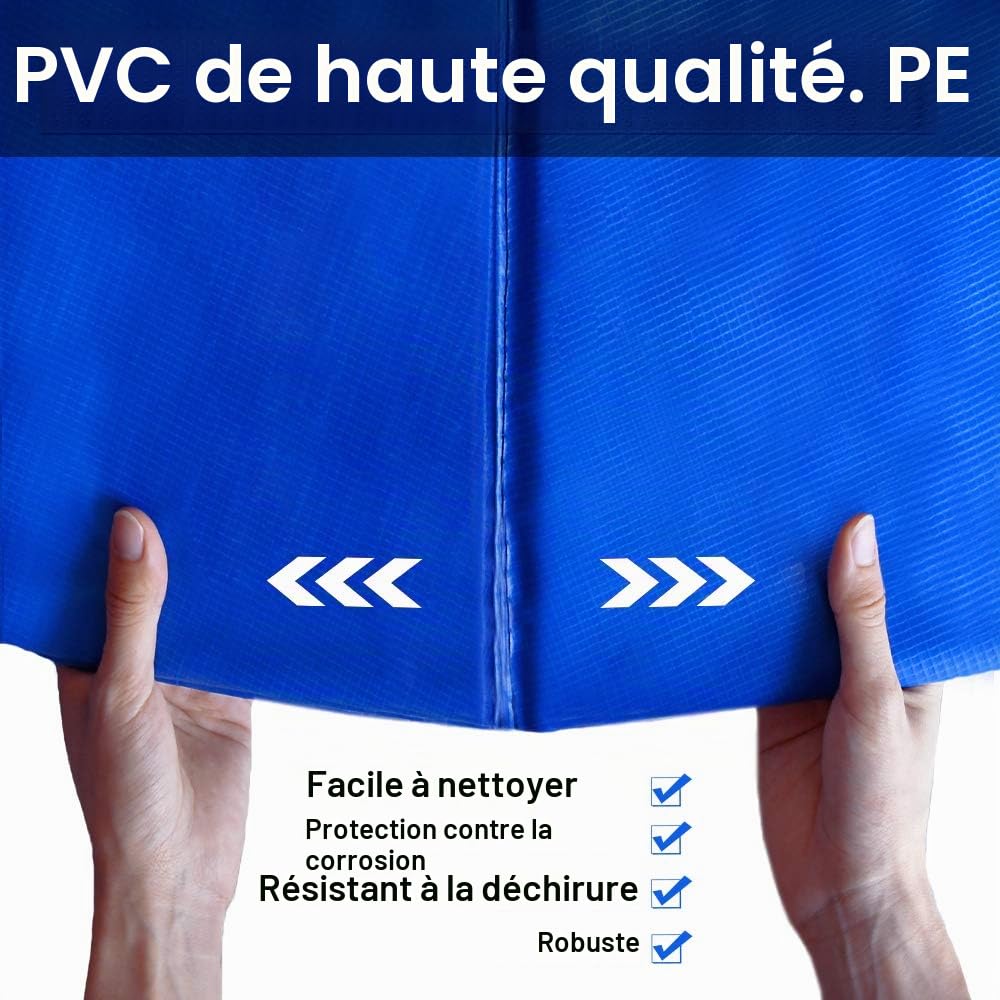 LZQ Housse de protection pour trampoline - En PVC - Pour trampoline - Diamètre : 244/305/366 cm - Protection des bords - Tapis de sécurité résistant aux UV - Accessoire de trampoline indéchirable - Bleu tricolore