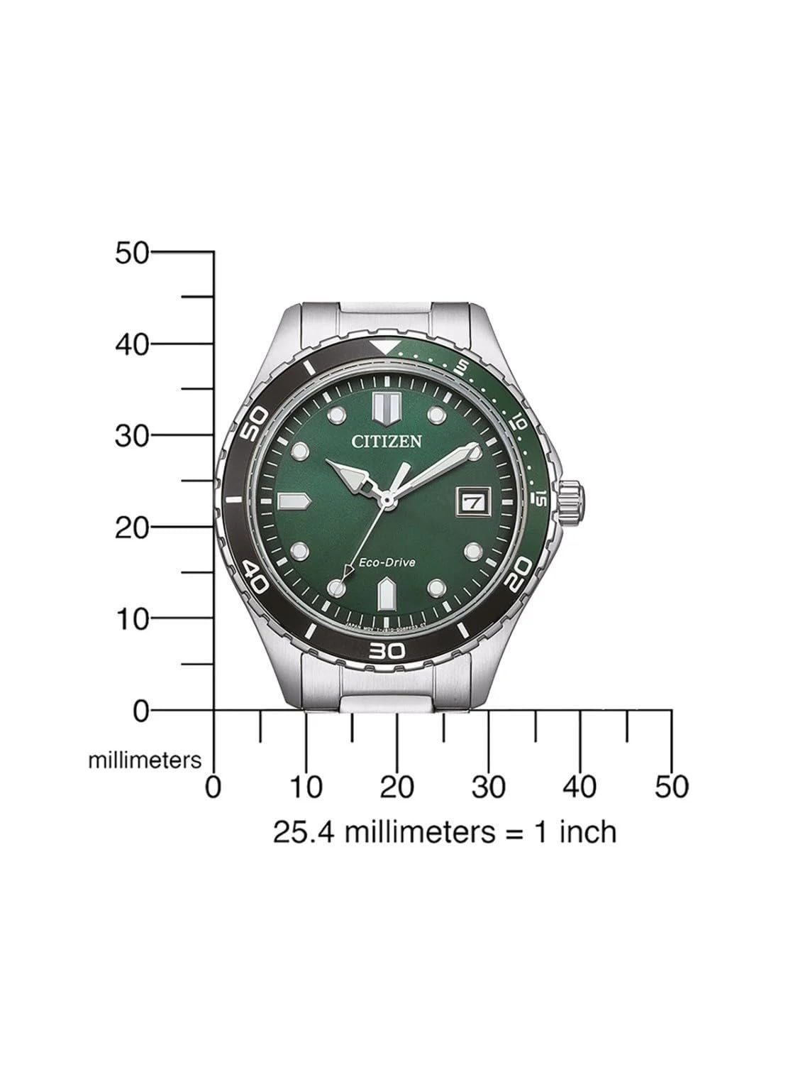 CITIZEN Męski analogowy zegarek kwarcowy z bransoletką ze stali szlachetnej AW1828-80X, zielony, bransoletka