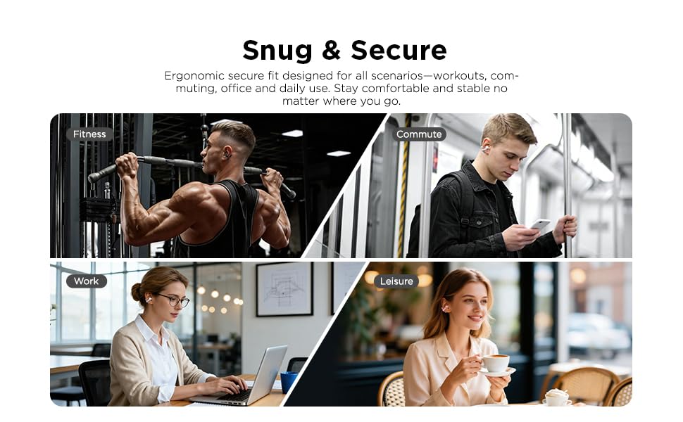 Image of Lenovo Open Ear Clip On Earbuds X500 Bluetooth 6.0 Wireless Earbuds with 11 mm Drivers, Open Ear Ergonomic Design, Dual Device Connectivity, Built in Mic, Fast Charge, White