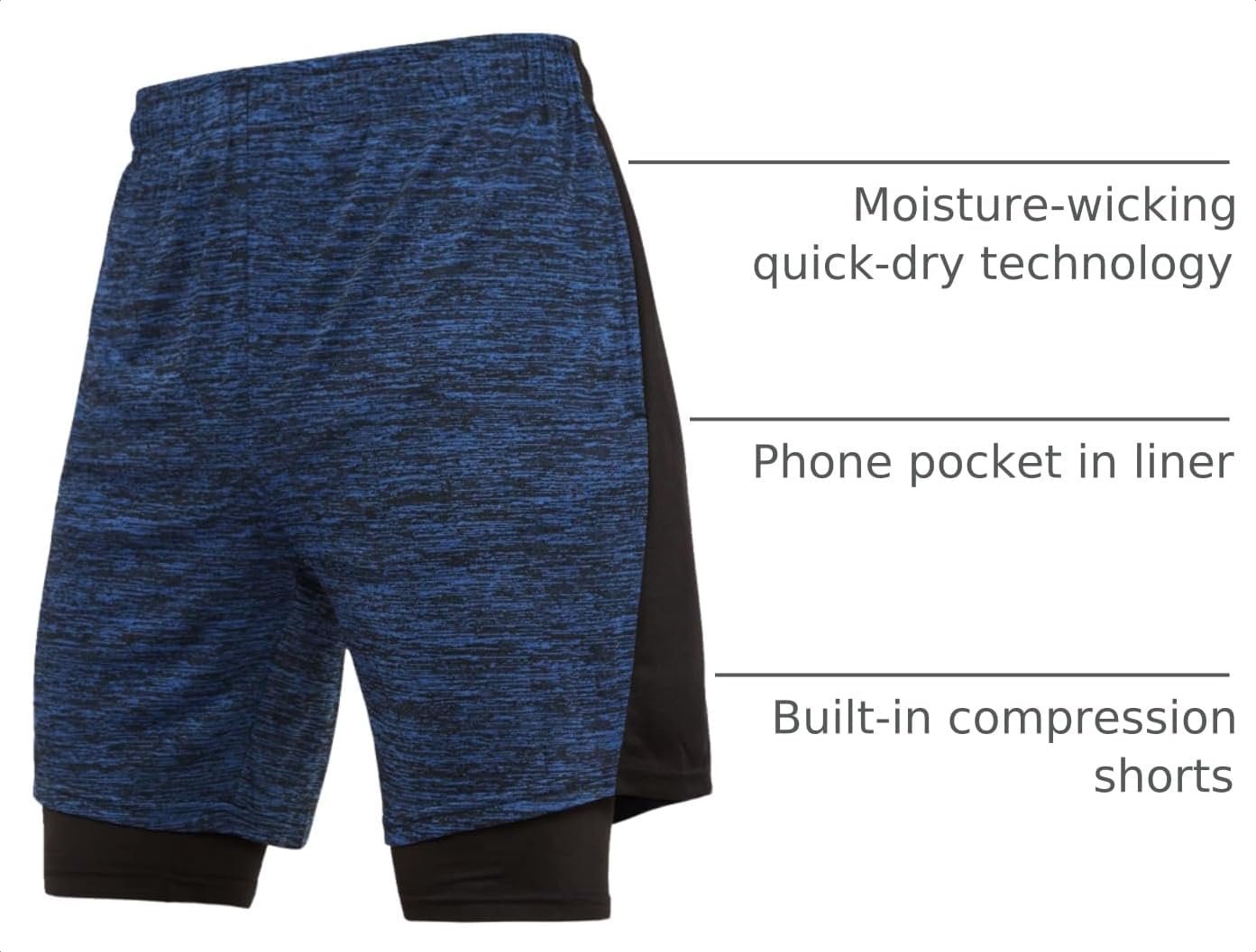 Ultra Performance 3 Pack Men Workout Shorts 2 in 1 Compression Liner Short