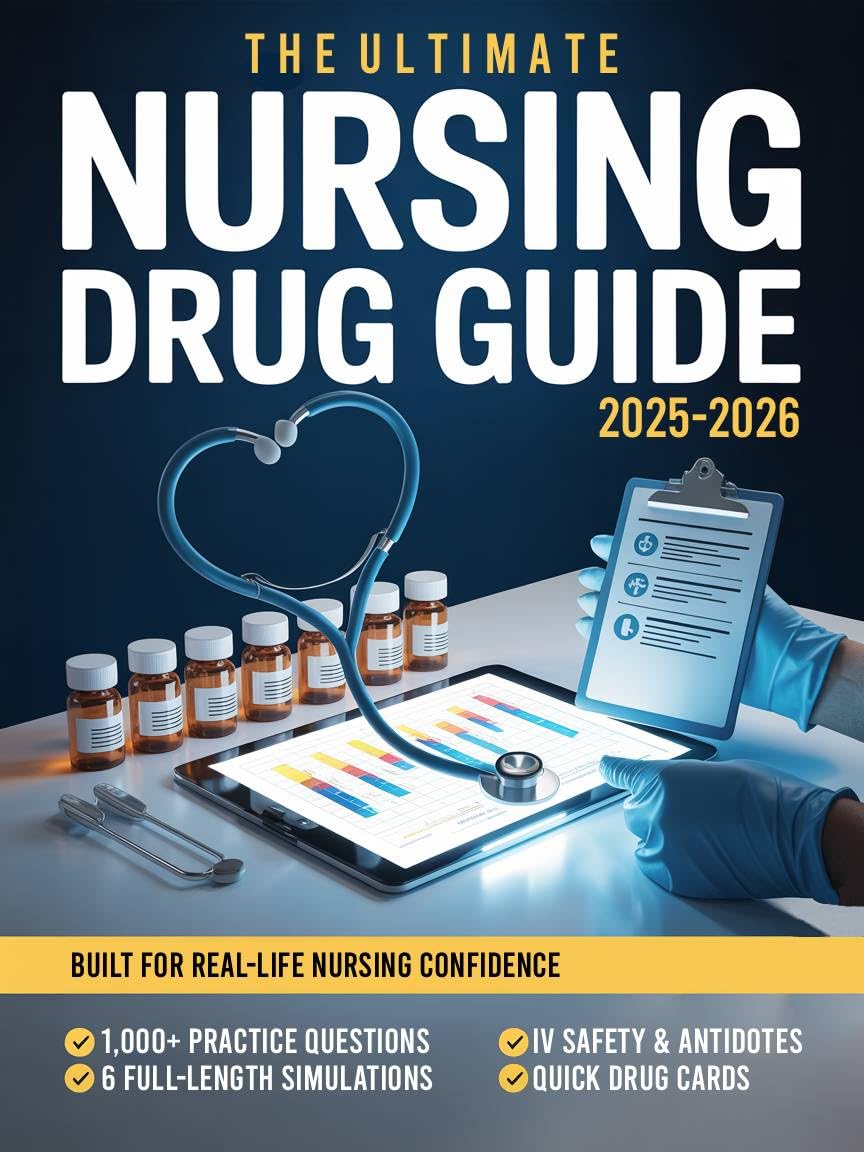Ultimate Nursing Drug Guide: 1000+ Practice Questions & 6 Full-Length Simulation to Master Medications, End Dose Doubts and Deliver Safe, Accurate Patient Care with Unshakable Clinical Confidence