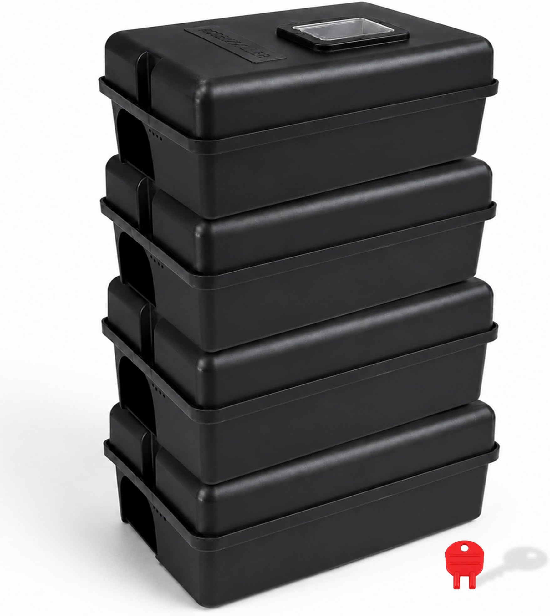 Roshield Tamper-Resistant Safety Bait Box with Inspection Window for Rodent Trap and Rodenticide Poison Control Treatments (UK-Made, Empty) x 4