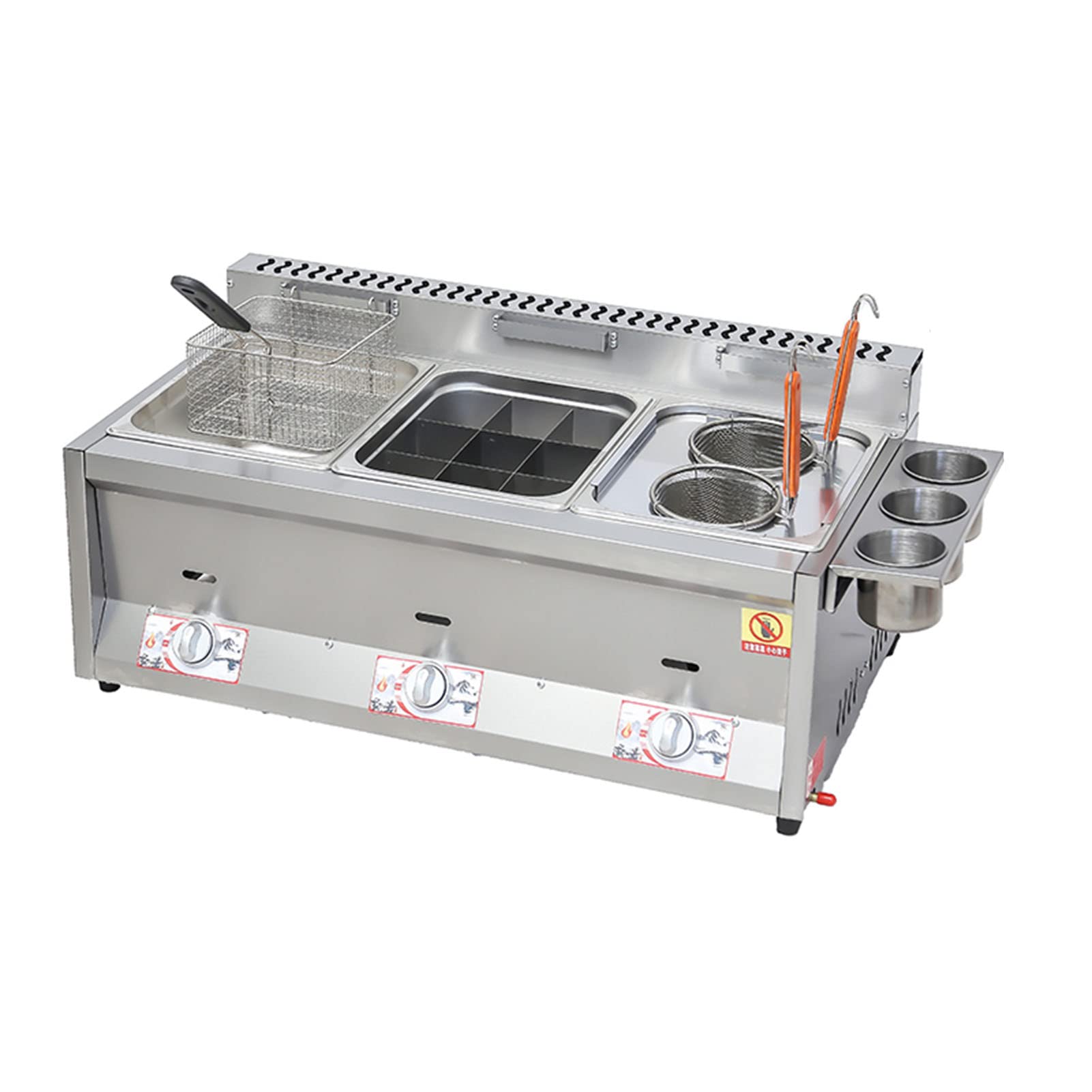 Freidora de gran capacidad a gas con doble cesta para pollo frito