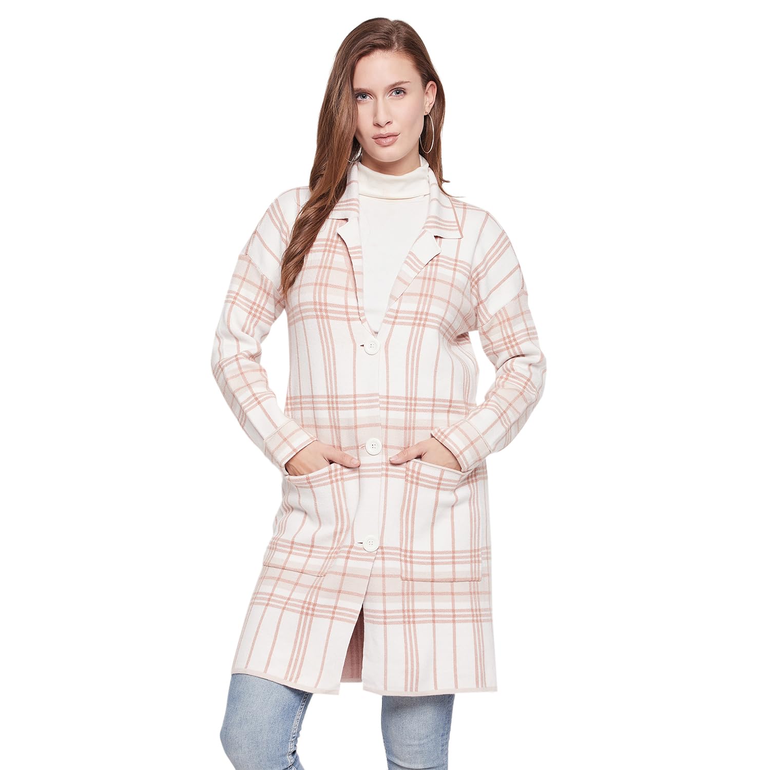 camey Womens Woollen Collared Coat Cardigan with 2 front pockets-picture-11