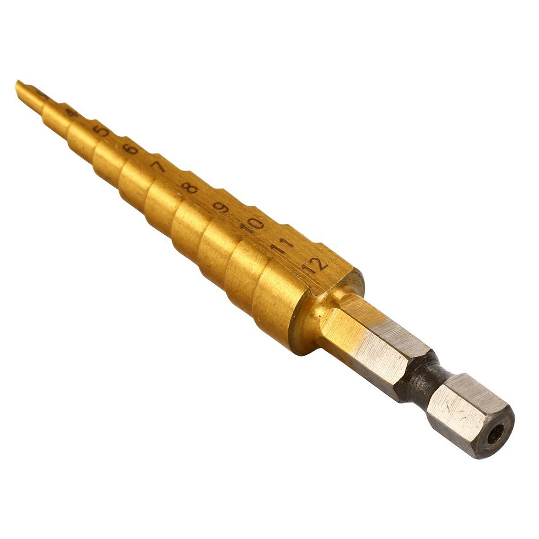 Pasuihcay Gross metal countersink steps drills Titanium bit hole size 3-12mm BI106, Golden