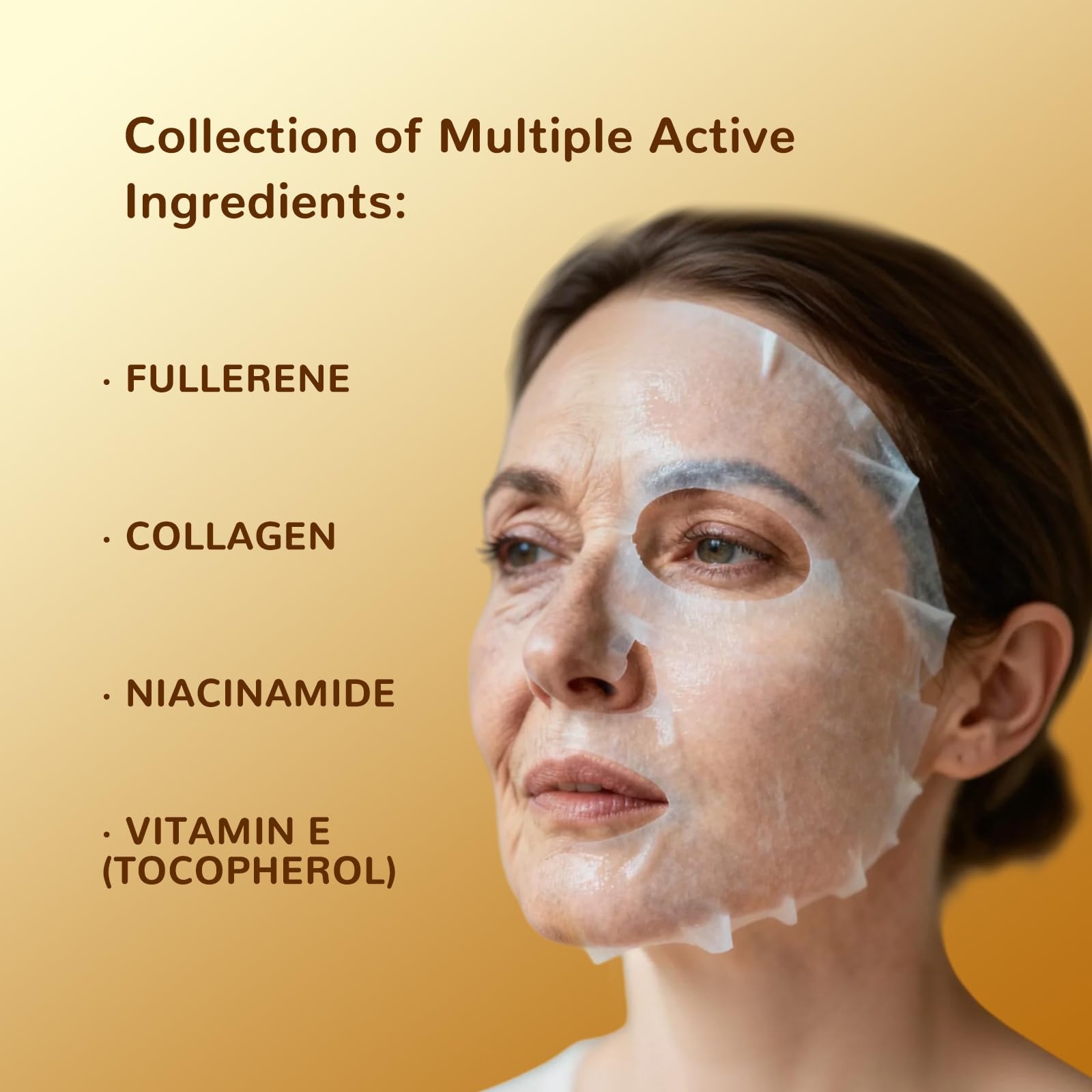 Mascarillas Faciales Reafirmantes y Luminosas Beinno - Mascarilla Facial que Ayuda a Reducir la Apariencia de Arrugas, Promover un Cutis Radiante, Mejorar la Apariencia de la Elasticidad, Paquete de 5