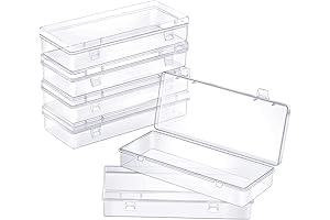 6-Pack Small Plastic Storage Boxes with Hinged Lids