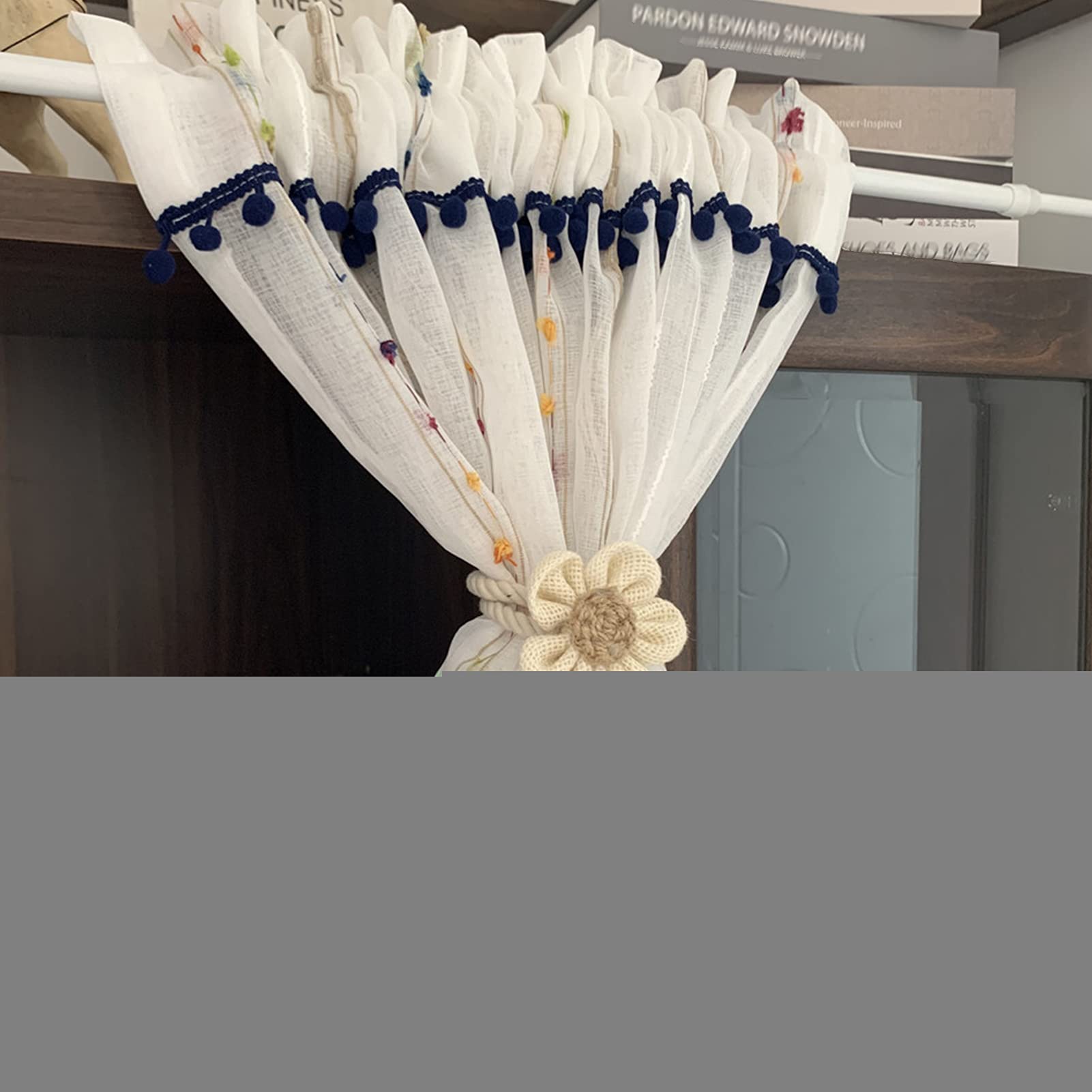 Cortinas de gasa transparente LUNEZY, persianas blancas cortas y cenefas de cocina