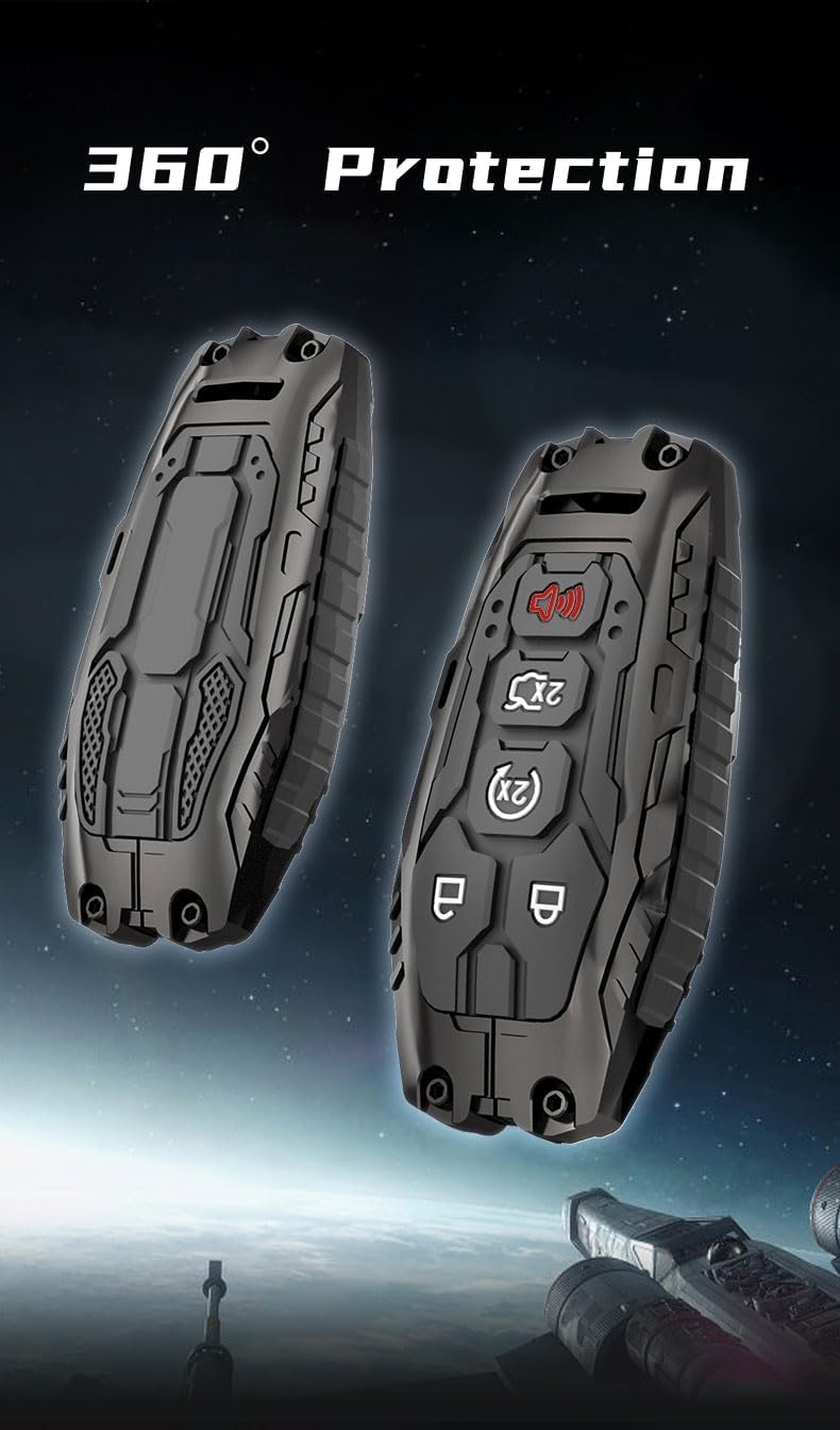 Heavy Key Fob Cover Case Protector for Ford, Keychain, Accessories for Ford F150 Mustang Explorer Edge Fusion Lincoln MKZ MKC MKX(Model-B Black)