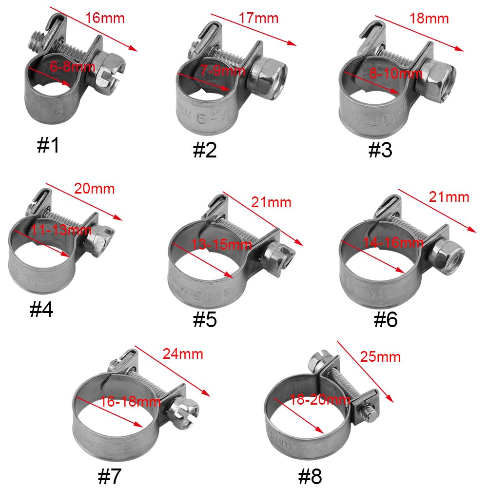 10 Colliers Serrage Acier Inoxydable 304 - Diamètre 11-13mm Pour Tuyaux Carburant/Air/Eau