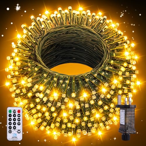 Auriostar Christmas Tree Fairy Lights - 300LEDs 30m Christmas Lights Outdoor Indoor, String Lights Mains Powered with 8 Modes Remote, IP44 Waterproof Outside Xmas Lights for Garden/Windows/Wall/Roof