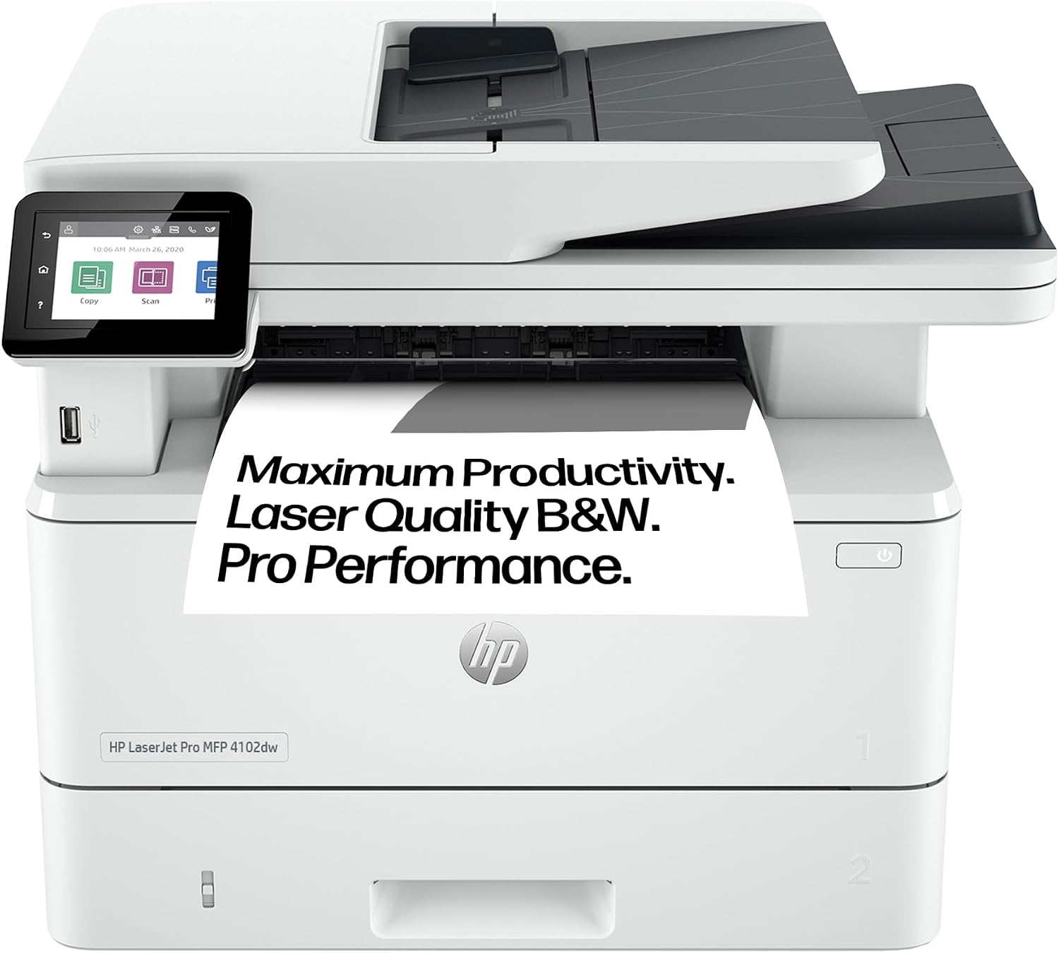 HP Laserjet Pro MFP 4102dw Laser Printer | Black and White | Printer for Small Medium Business | Print, Copy, Scan, ADF | 2-Sided Printing | Dual-Band Wi-Fi, Ethernet