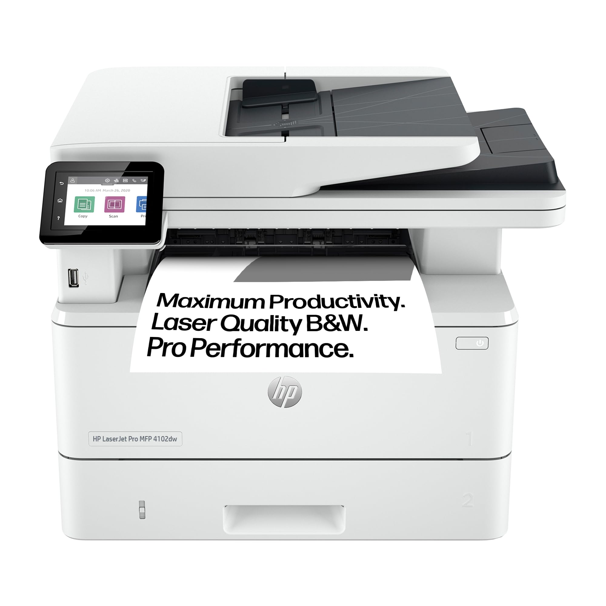 HP Laserjet Pro MFP 4102dw Laser Printer | Black and White | Printer for Small Medium Business | Print, Copy, Scan, ADF | 2-Sided Printing | Dual-Band Wi-Fi, Ethernet