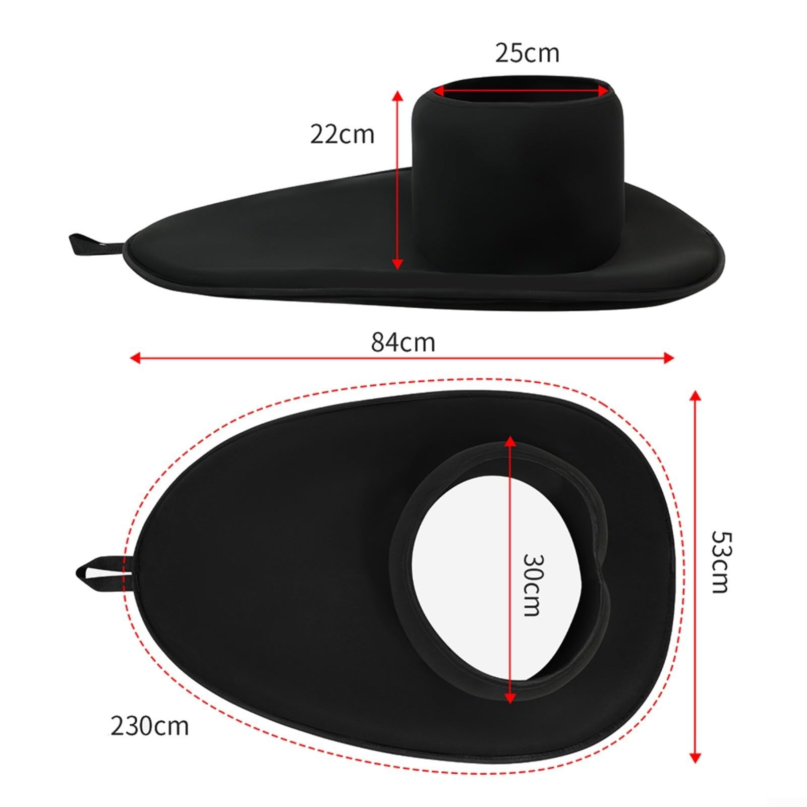 Copertura impermeabile per kayak, in neoprene, per cabina di guida da 90 x 52 cm, maniglia a sgancio rapido, vestibilità elastica per petto da 85 a 105 cm, accessorio per canoa nera