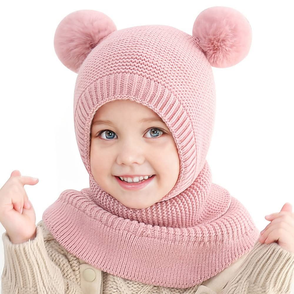 Rayson Bambini Cappello Invernali Calda Carina Berretto Invernale in Pile per Bambini con Cappuccio a Maglia Sciarpa con Cappuccio Copricapo Balaclava Cappello da Sci