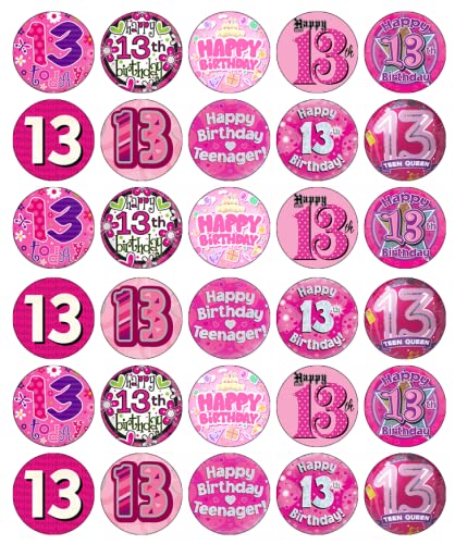 Ronnies-Bakery-Company 30 13th Birthday Girl Cupcake Toppers Edible Wafer Paper Fairy Cake Toppers Birthday Cakes