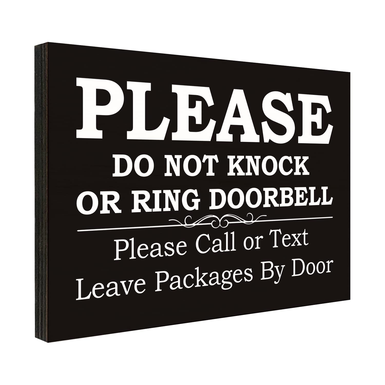 No Soliciting Sign for House, Please Do Not Knock or Ring Doorbell Signs for Home, Please Call or Text Leave Packages By Door Sign for Office or Business Warning Reminder Signs 3.55" x 5.15" - PMA022