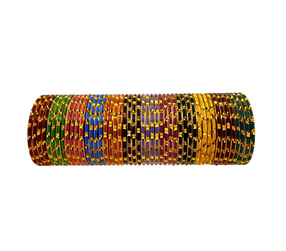 Rudra Enterprises Metal Bangles Kadas Glossy Finish Multicolor With Golden Cutting Design For Womens And Girls || Sounds Same As Glass Pack Of 48 (2-4) (B0CTHV3RSF) Amazon Price History, Amazon Price Tracker