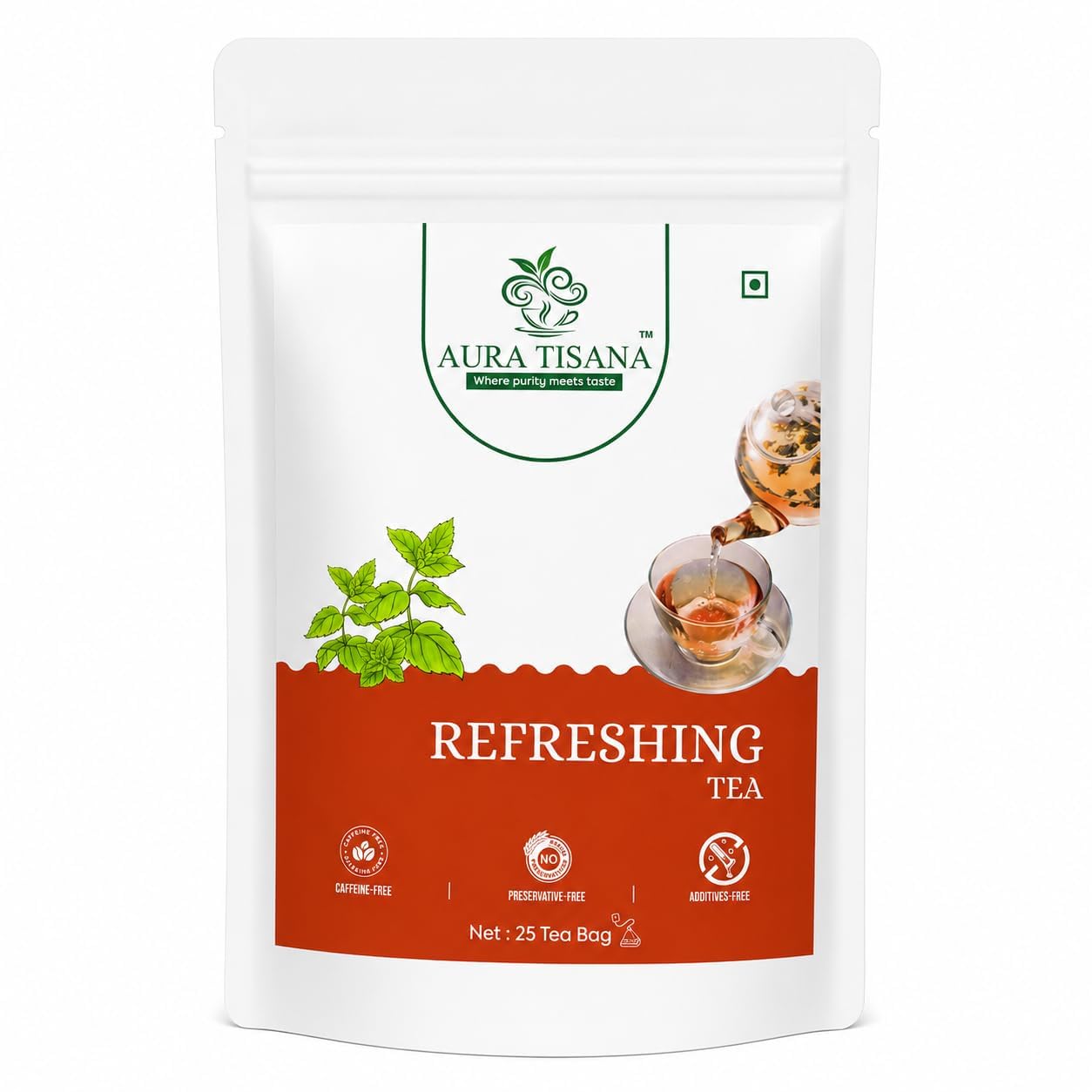 Aura Tisana Refreshing Herbal Tea Bags | Caffeine-Free Herbal Infusion | Preservative-Free | No Added Additives | Premium Wellness Tea | 25 Tea Bags-image-15