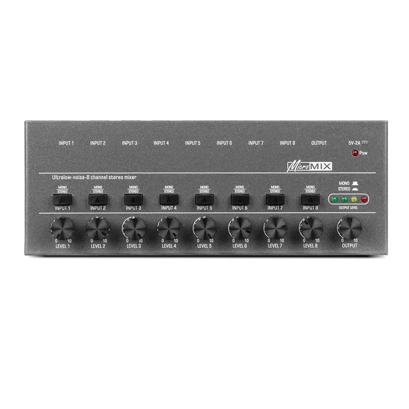 Mixer di linea a 4/6/8 canali for tastiere TYPE-C 5V 2A a rumore ultra basso con controlli volume separati for for sub-mixing per DJ professionisti(8 Channels)