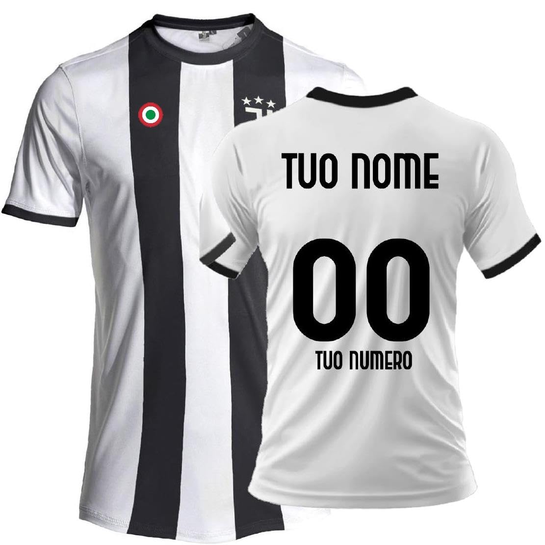 JUVENTUS Maglia Calcio Juve Bianco Nera | Campionato Calcio Serie A | Replica Ufficiale Autorizzata FC |Personalizzabile con Nome e Numero PS 41410-MIX-2