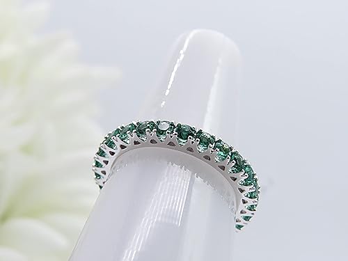 Miniatura 3 de Dazzlingrock Collection Anillo apilable redondo de eternidad para mujer, con piedras preciosas creadas en laboratorio, disponible en oro de 10K14K18K