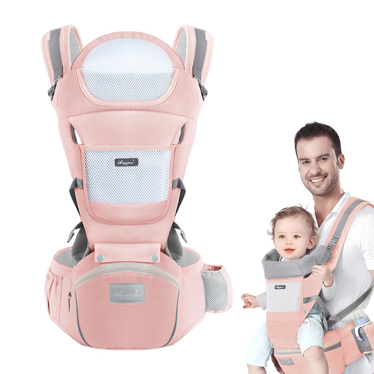 SNOWIE Soft Baby Carrier Hip Seat 6-in-1 Storage Detachable Belt 0-3 Years