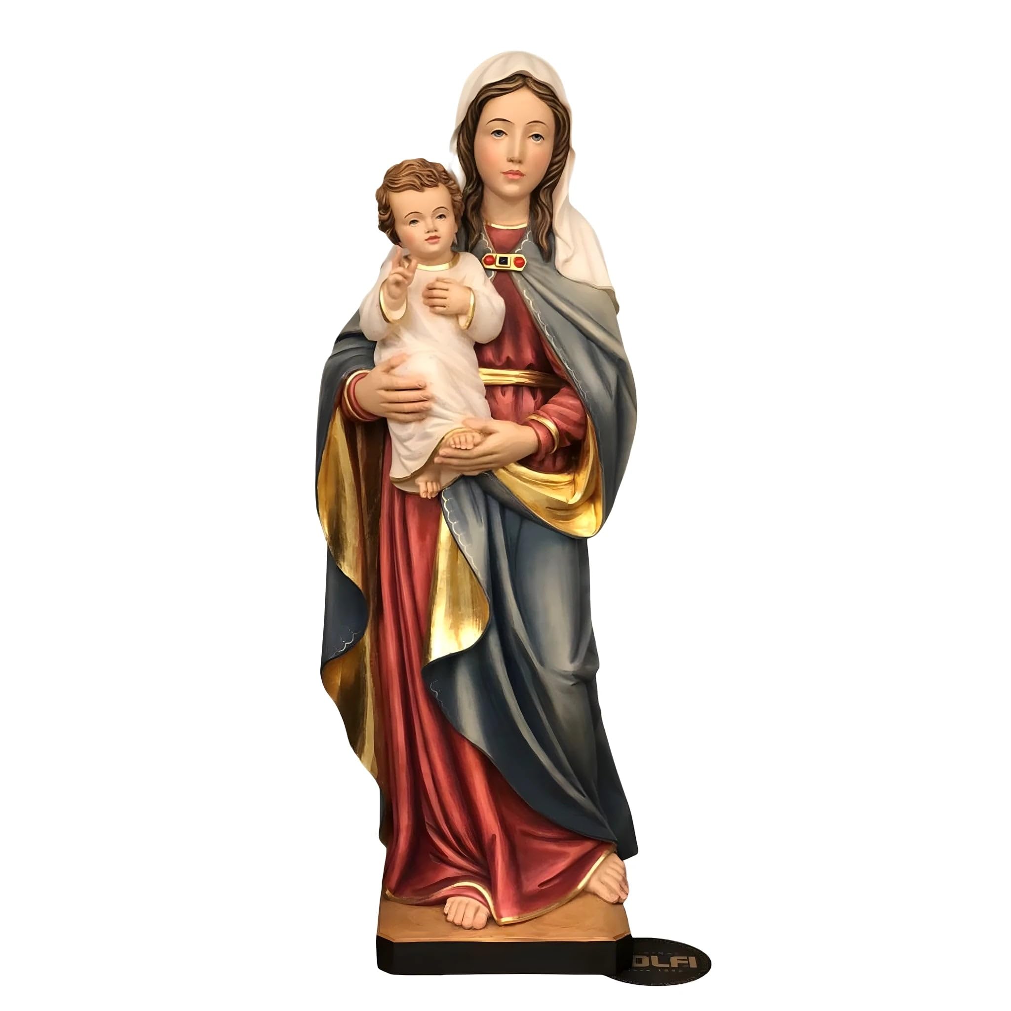 Dolfi | Madonna of Hope in Fibreglass 60 cm | Natural Wood in Val Gardena | Nativity Figure