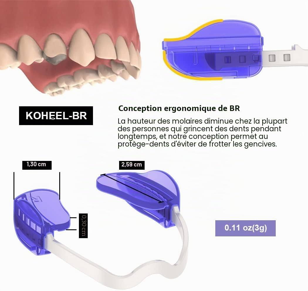 KOHEEL Gouttiere Dentaire Protège dents, stoppe le bruxisme, Pas d'ébullition nécessaire, élimine le grincement des dents, Taille ajustable (2 pièces)