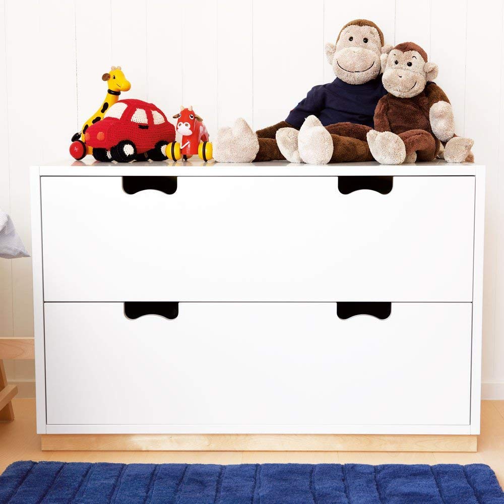 APRODZ Mango Wood Storage Cabinet Bow Chest of 3 Drawers Furniture for Living Room | White-image-4