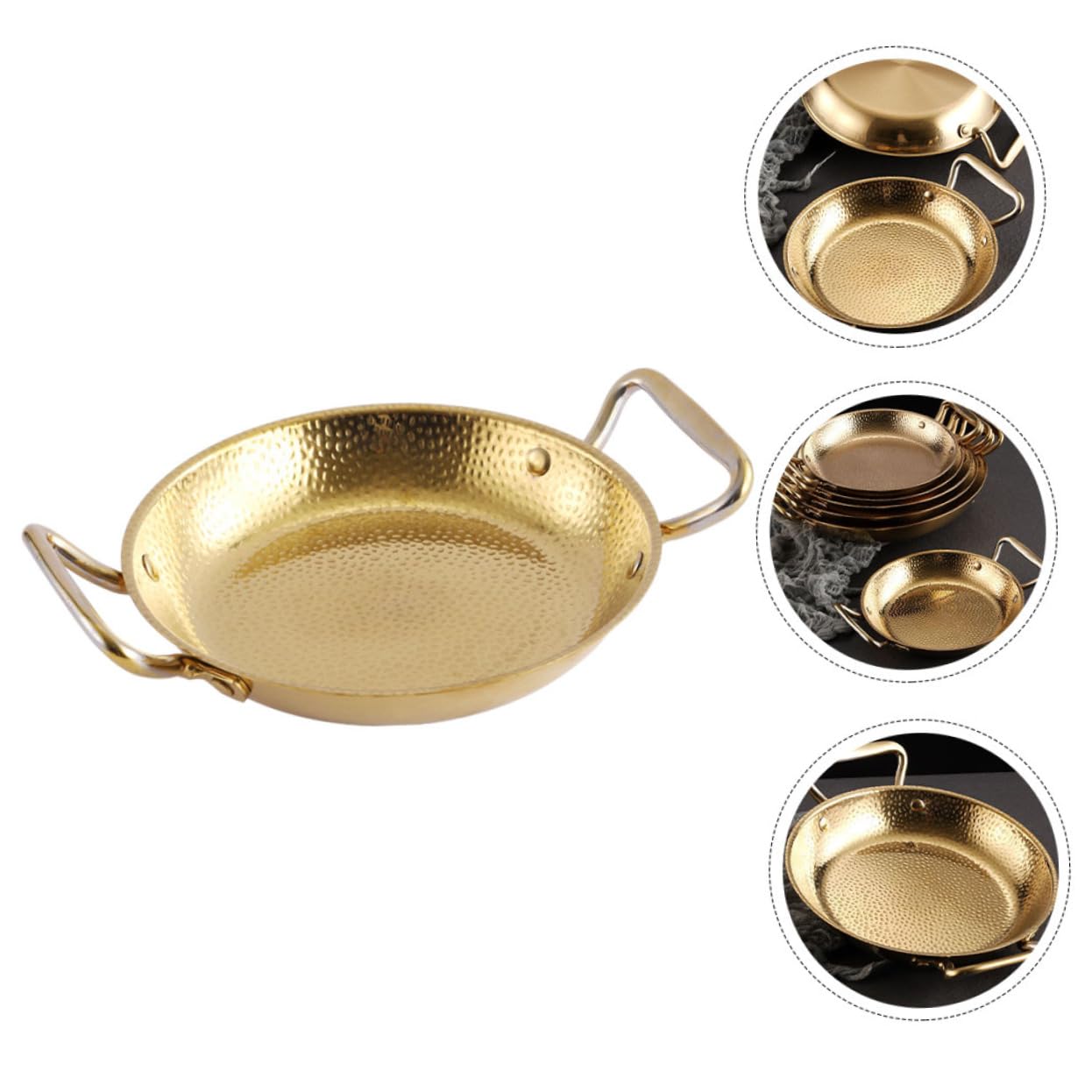 MOLUCKFU Stainless Steel Cooking Pot for Korean Pan Soup Non-stick Paella Pan Double Handle