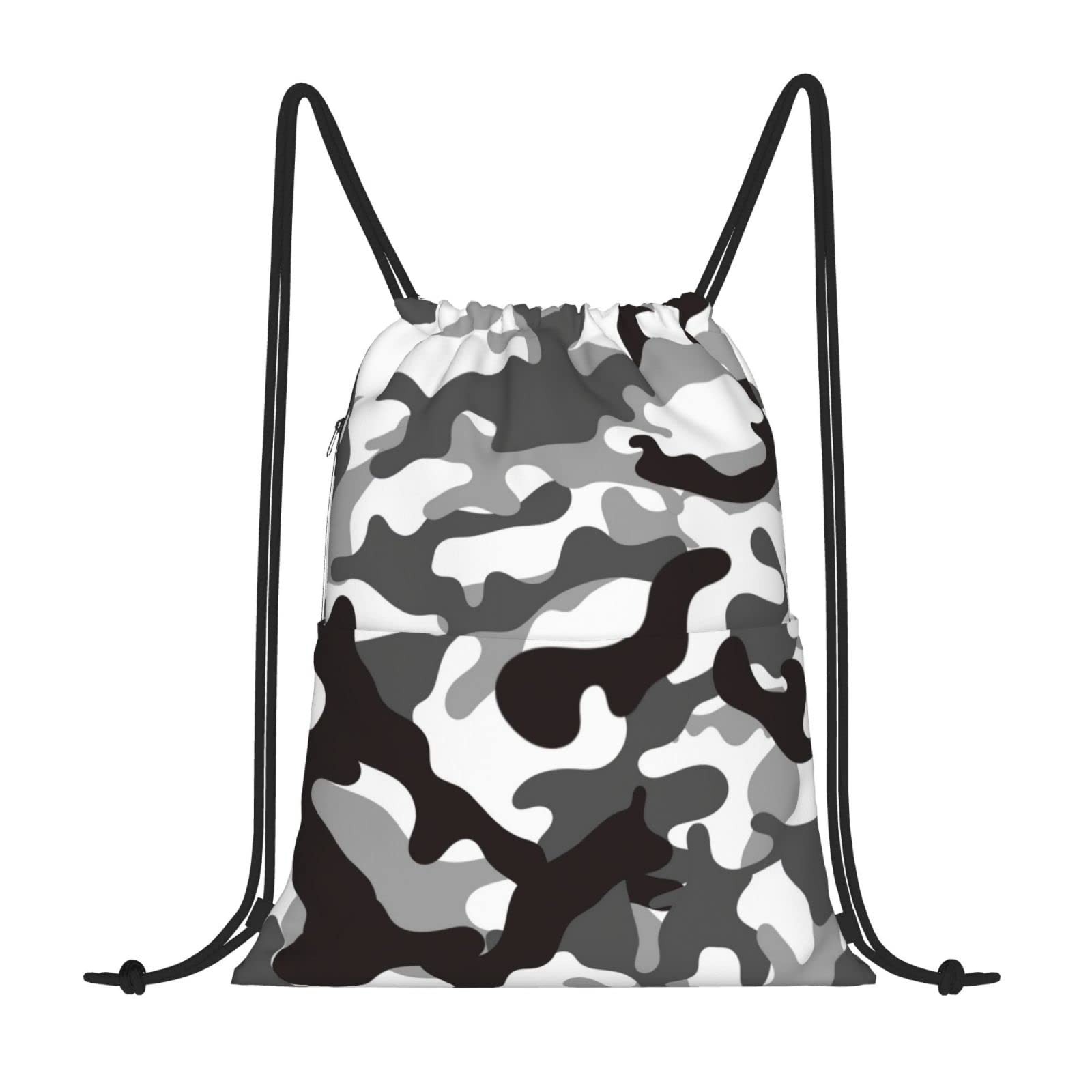 PAUSEBOLL Camo Drawstring Bag, Camo Drawstring Backpack for Woman Man, Light Outdoor Sport Sackpack String Bag Cinch Waterproof Sackpack for Sport Gym