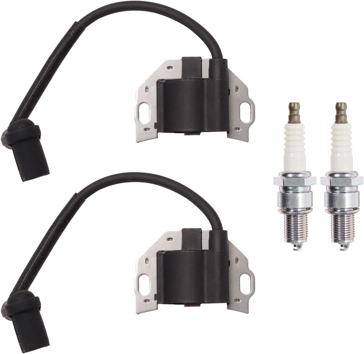 ENA Set of 2 Ignition Coil with Spark Plug 21171-0743 Compatible with Kawasaki FR730V FR691V FR651V FX801V FS481V FS600V Lawn Mower Engines Replacement for 21171-0711 21171-0738 21171-7047 21171-7042