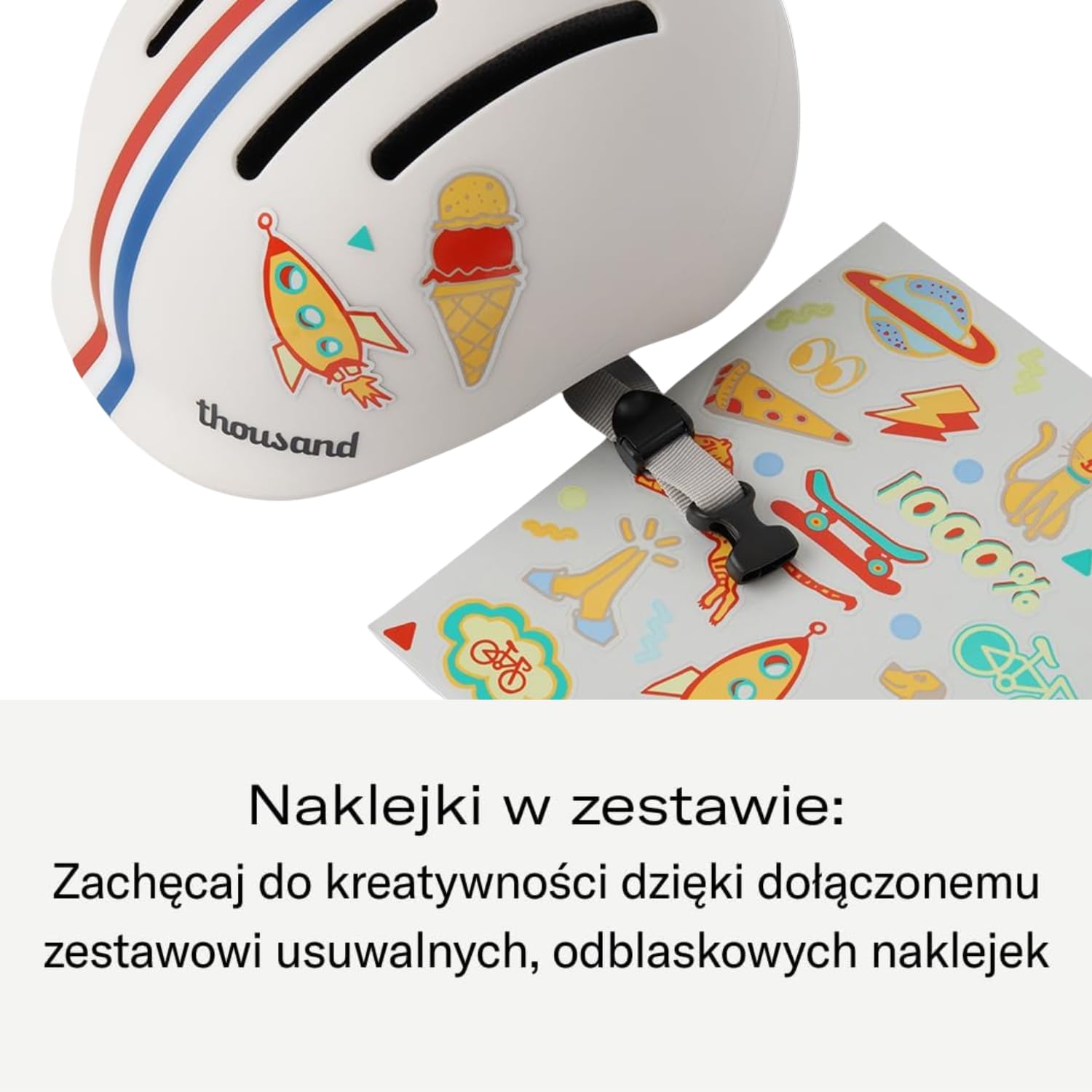 Thousand Casco para Niños - Paquete de Pegatinas Reflectantes Gratis para Personalizarlo, Hebilla Magnética Antipellizcos, Garantía de Sustitución por Accidente, Certificado de Seguridad CSPC ASTM CE