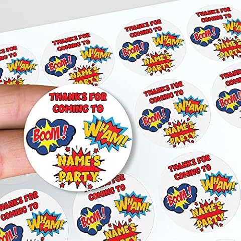Personalised Superhero Birthday Party Stickers Cover