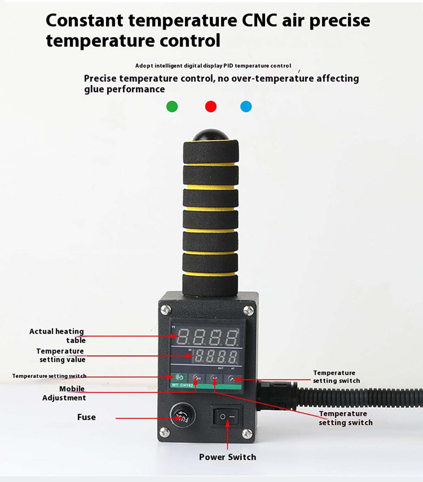 Pistolet do klejenia na gorąco, 150 W, regulowana temperatura 50-300°C, zbiornik 150 ml, idealny do tkanin, skóry, obróbki drewna, rękodzieła, przemysłowego aplikatora kleju