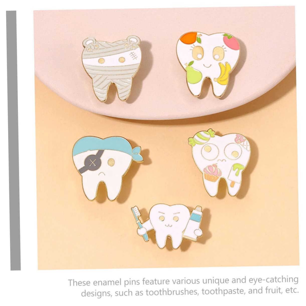 SHERCHPRY 10 pz Dente Spilla Vestiti Delle Donne Denti Spilla Carino Infermiera Denti Denti Denti Spilla Denti Pin Zaino