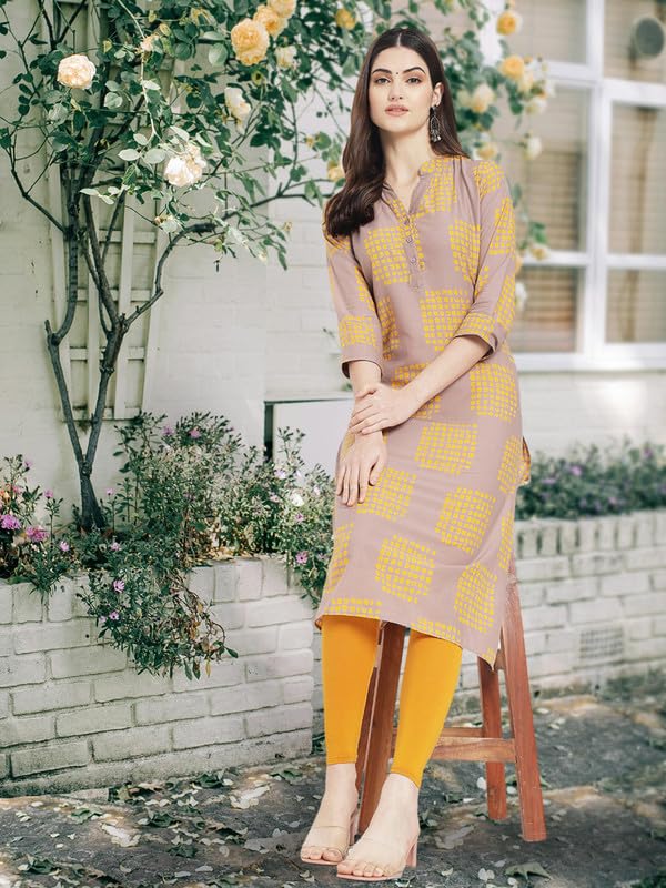 Pinkmint Women Cotton Printed Kurta Stylish Regulr Fit Girl's Combo Kurta Ll Regular Fit Combo Kurta (Pack Of 2) Orange-Blue