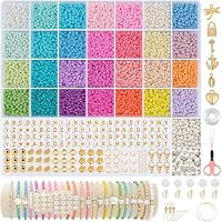 6800 Glasperlen Set Mit Buchstabenperlen – 3 Mm, 16 Farben, In Aufbewahrungsbox