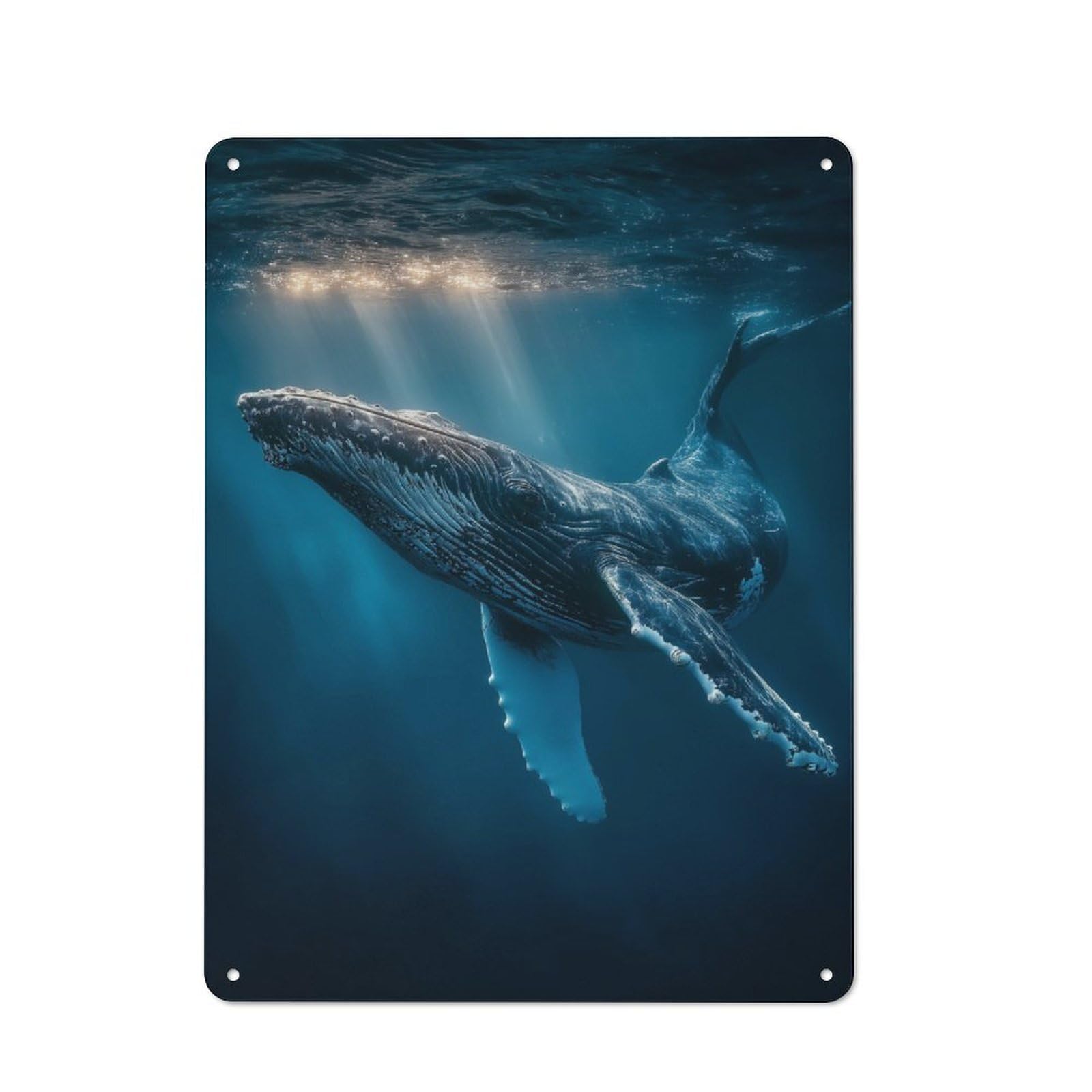 Junmoney Whale Swimming Underwater-3 Tin Sign 40X30cm For Living Room Wall, Retro Wall Decor, A Decorative Metal Sign For Living Rooms And Feature Walls