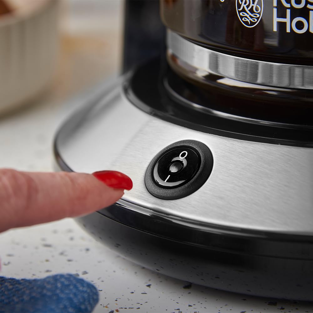 Russell Hobbs Amerykański ekspres do kawy, z filtrem [1,25 l, 1100 W] Brontë czarny (technologia WhirlTech, odporna na kapanie, utrzymywanie ciepła, szklany dzbanek, funkcja pauzy i serwowania
