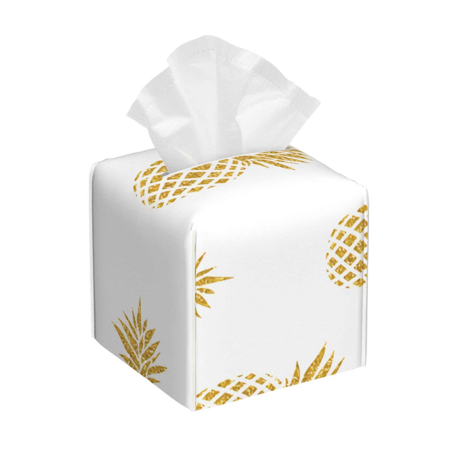 Xingfox As Pic Summer Gold Pine Tissue Box Cover, Fashionable Decorative Storage Box, Suitable For Most Places
