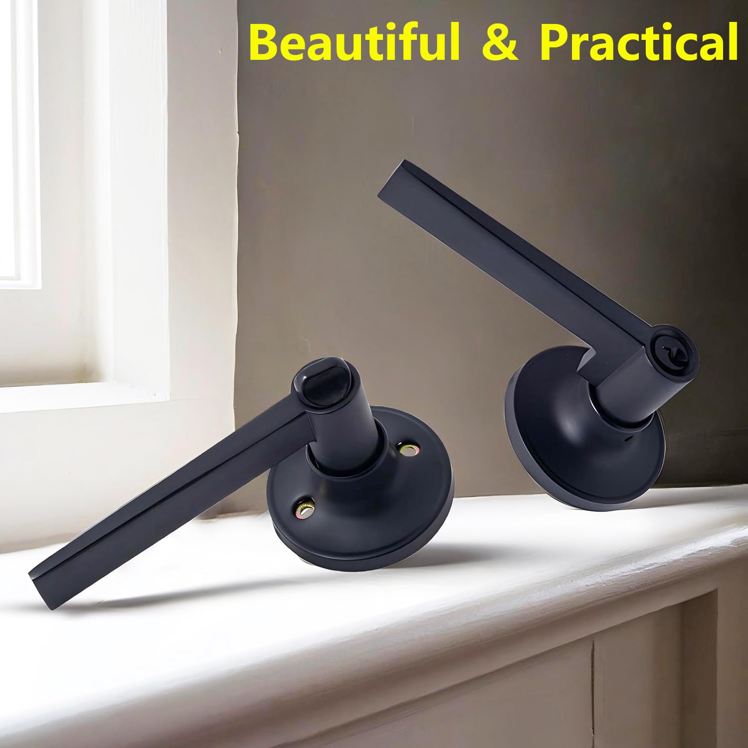 Qrity 1 Piezas Cerradura de puerta, Manija con Cerradura de Llave, Manillas Puerta Cerradura para Interior y Exterior, Picaporte de Entrada de 60/70mm, Negro