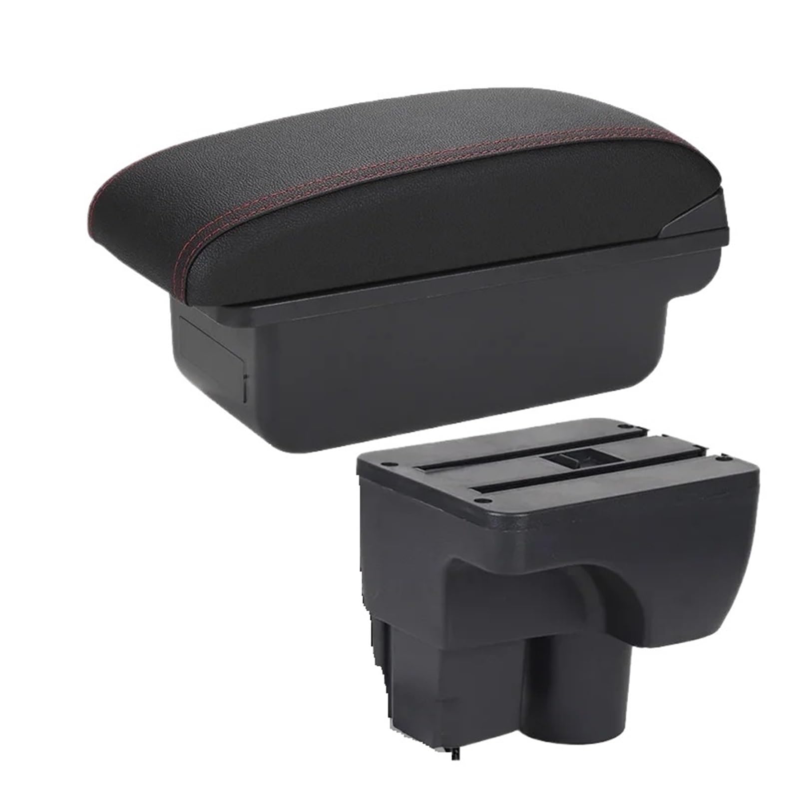 UMDJJU For Chevrolet For Sail For Aveo 3 2011-2023 Car Armrest Retrofit Parts Storage Box Decoration Accessorie Car Centre Console Armrest Box(C1 Black red NO USB)