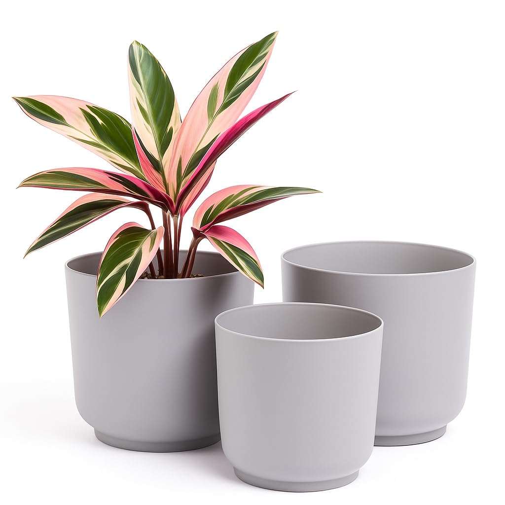Home Garden Ornaments Grey Luna Plant Pots Indoor – Indoor Plant Pot Set Of 3 With Matte Surface, Flower Pots No Drainage Holes (Sizes: 13Cm, 15Cm, 17Cm, Colour: )