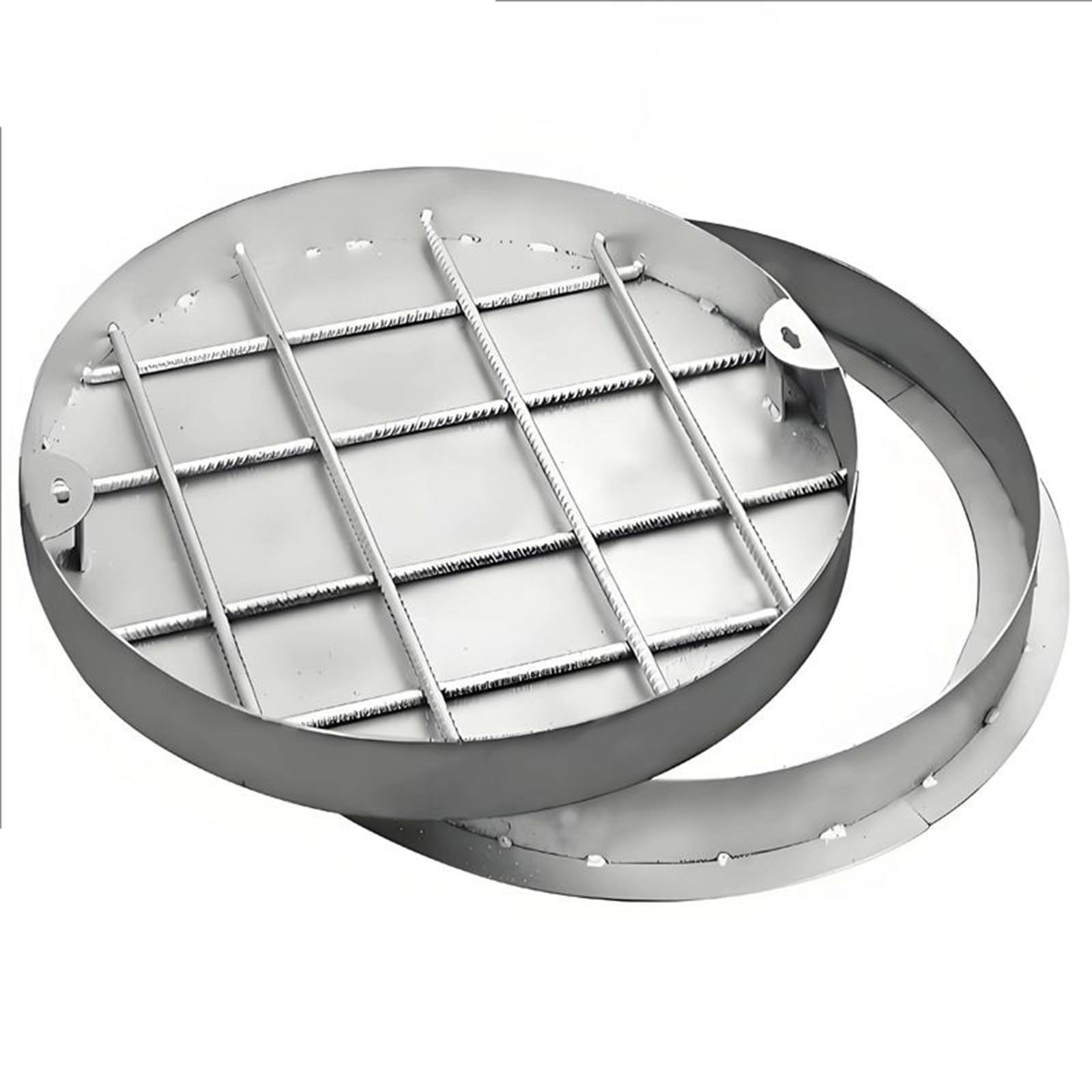 OTQEFTN Manhole Cover Round Invisible Sewage Basin Cover, Recessed Stainless Steel Septic Tank Cover, Customizable Manhole Cover and Frame/Metal Inspection Cover with Base