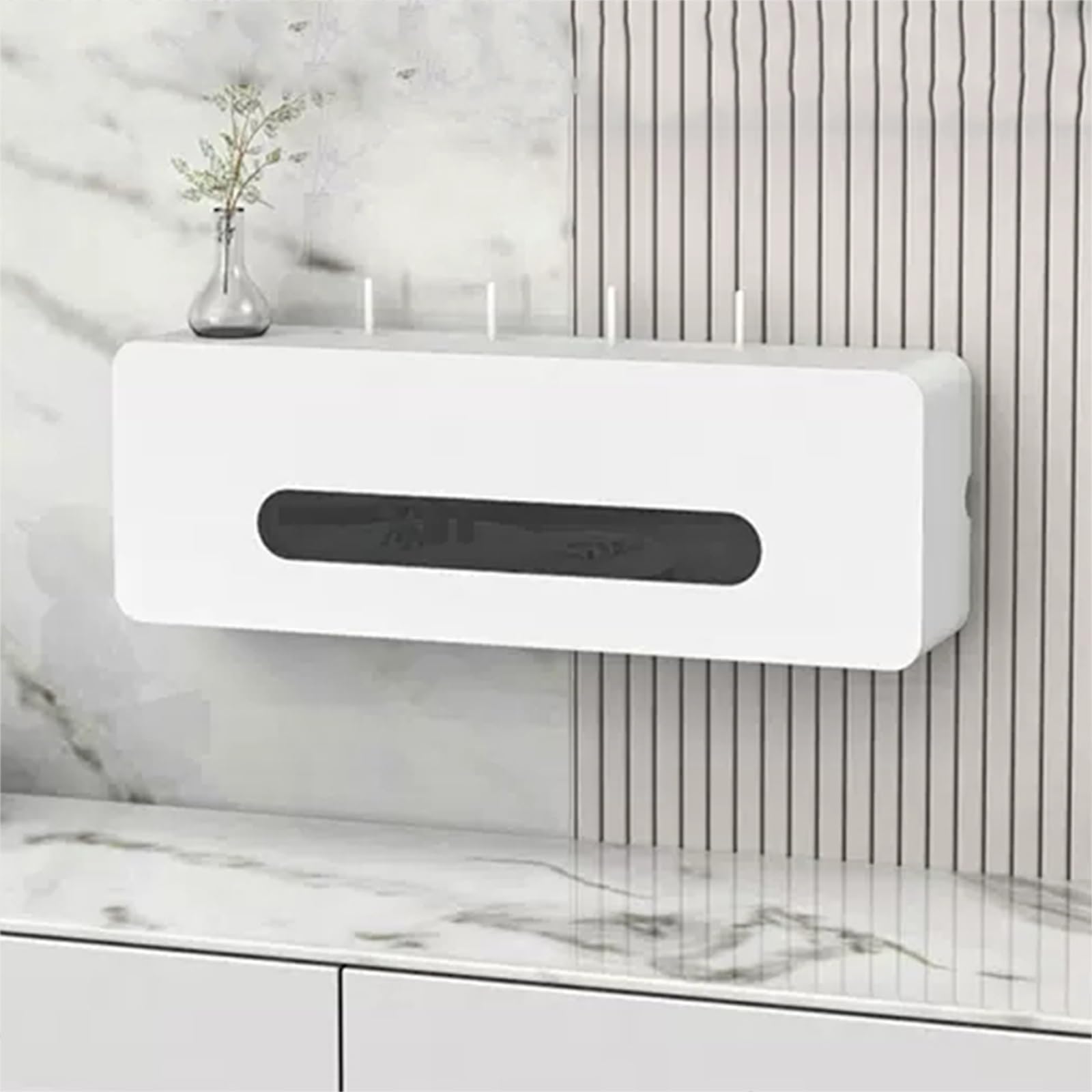 Boîte de rangement murale pour routeur sans fil, organisateur en bois massif pour la gestion des cordons, design durable et élégant