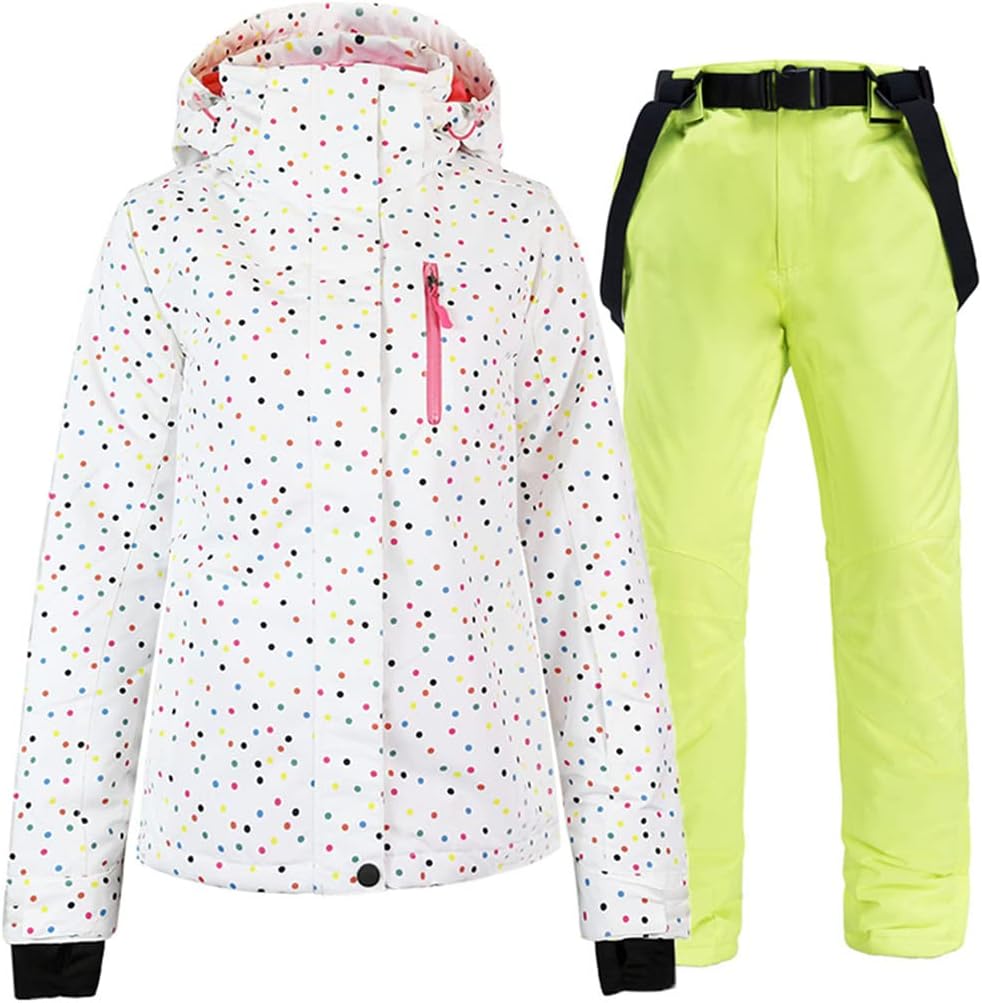 Haitpant Women's Thermal Ski Jacket Pants Set Windproof Waterproof Snowboarding Jacket Winter Skiing Suits Snow Coat